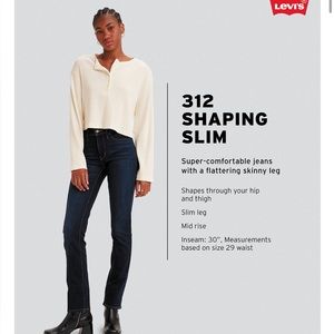 Levi’s 312 SHAPING SLIM WOMEN'S JEANS skinny fitted stretch mid rise black denim